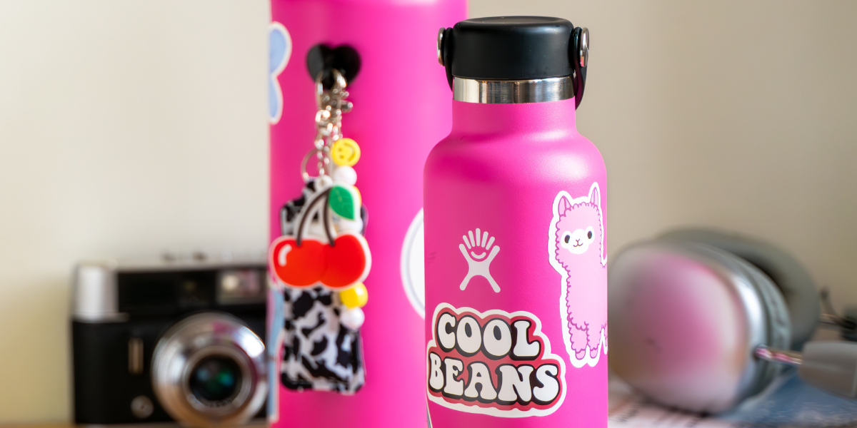 CharCharms Water Bottle Sticker Stick-On Hook, Water Bottle Hook, Water  Bottle Stickers (Pink Heart, 2)