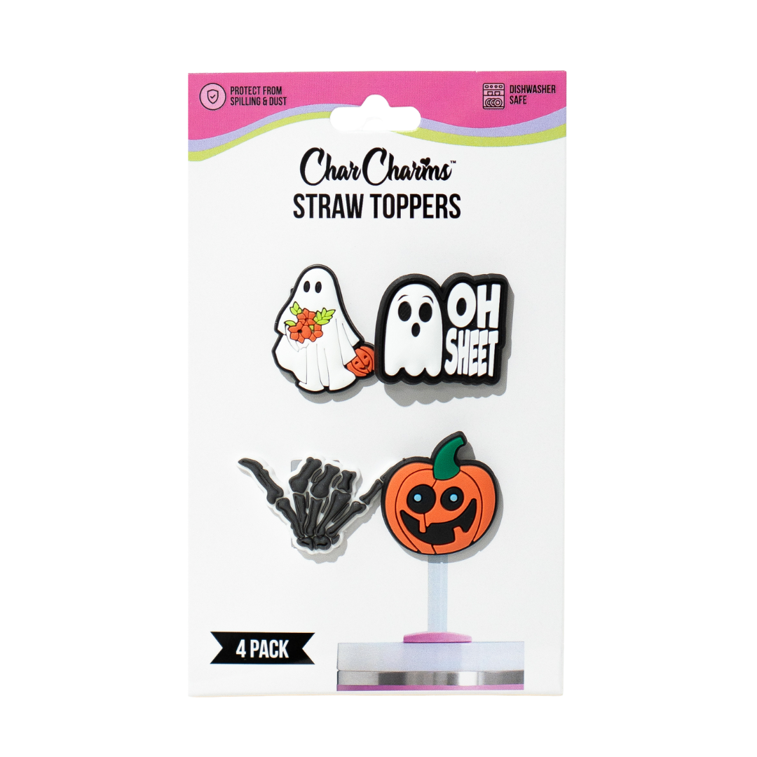 Haunted Sips | Halloween Straw Topper 4-Pack