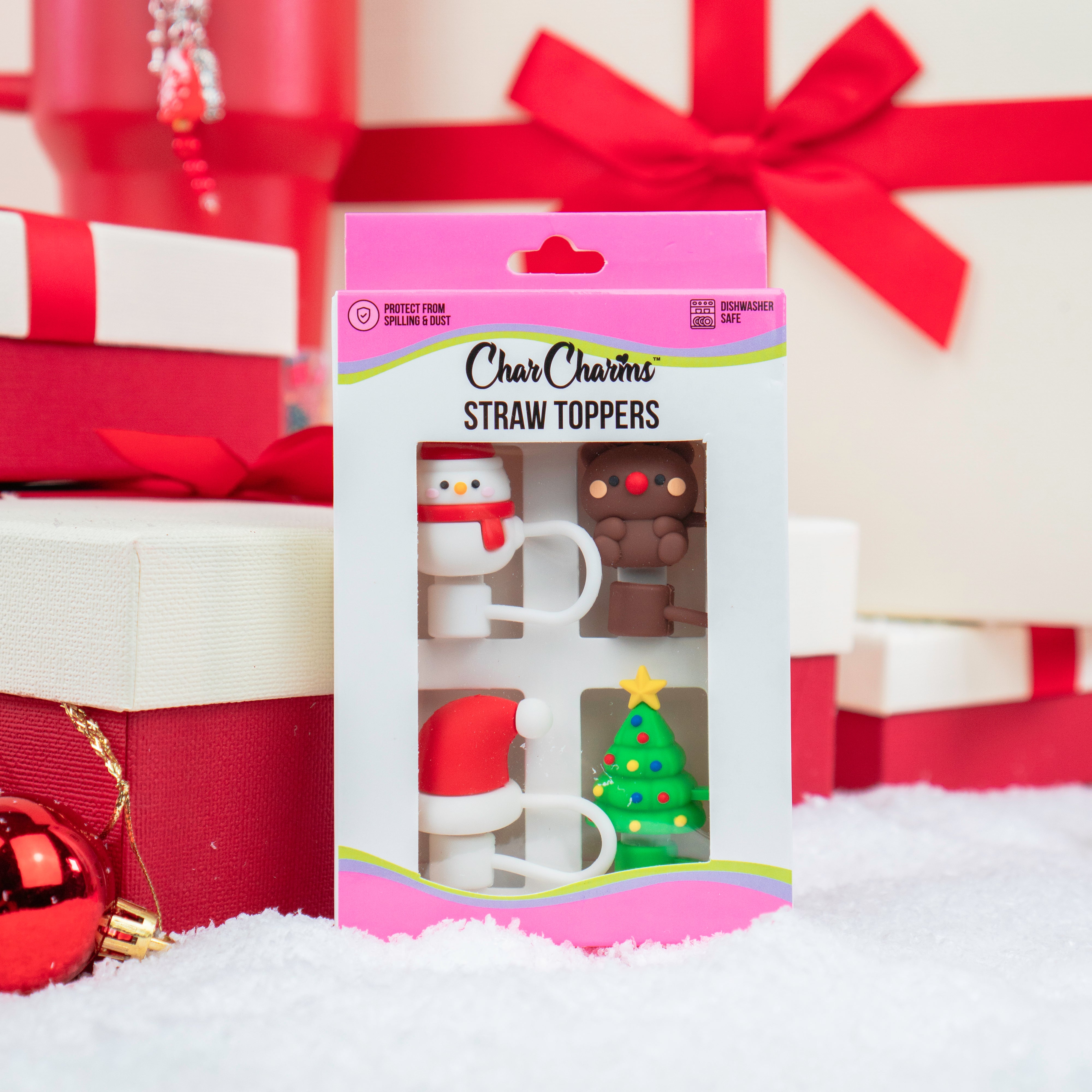 Christmas 4-Pack Straw Topper