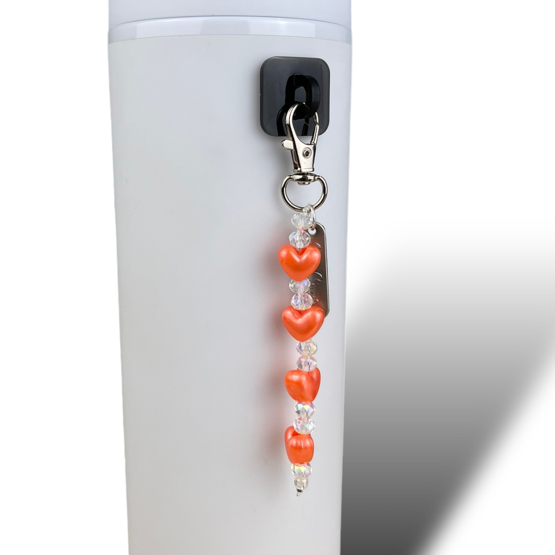 Orange Heart Bead Charm