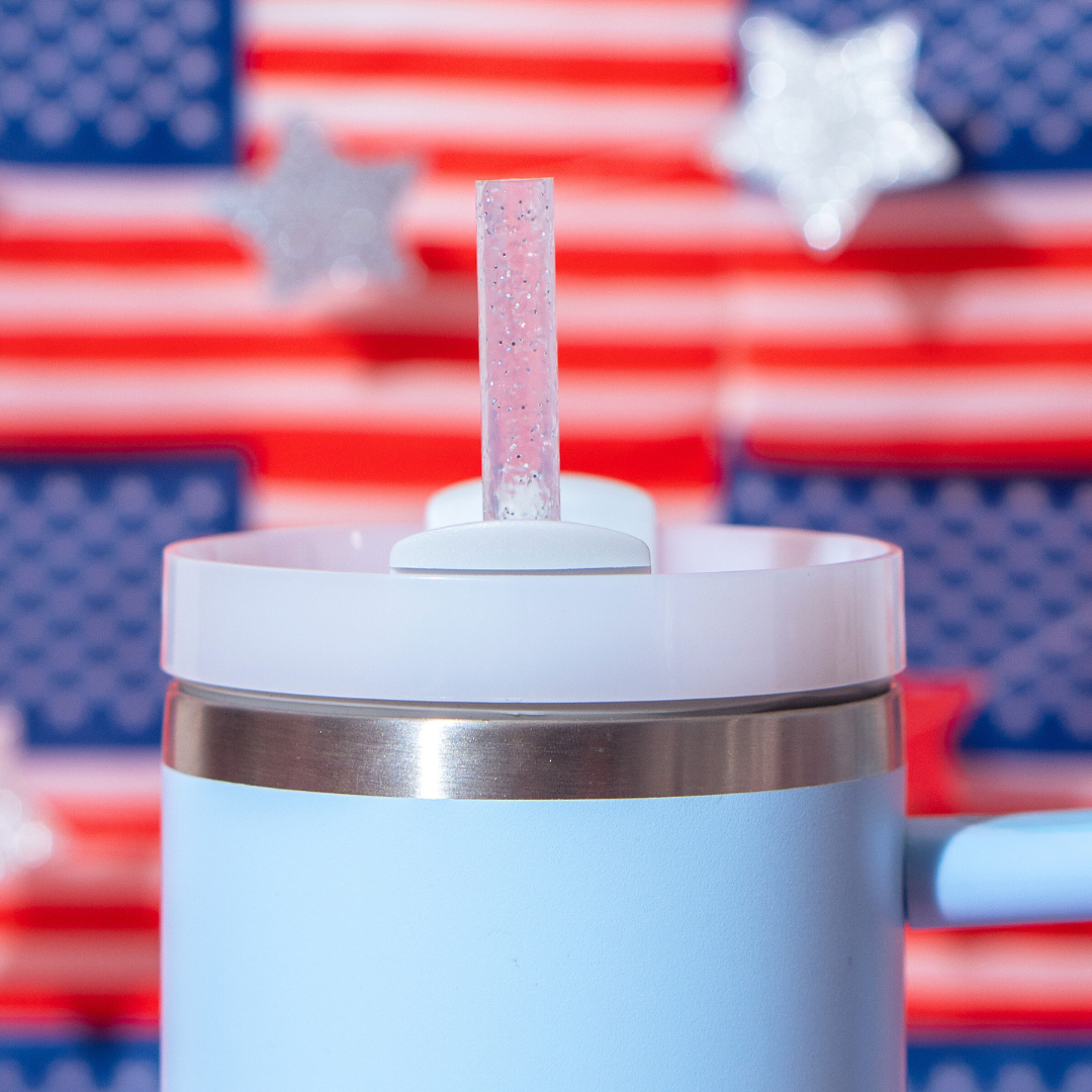 Red, White & Glitter 40oz Straws