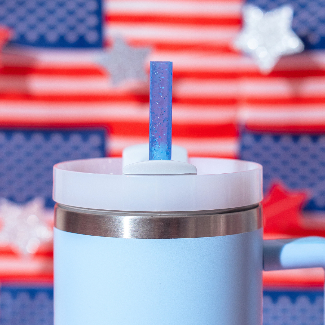 Red, White & Glitter 40oz Straws