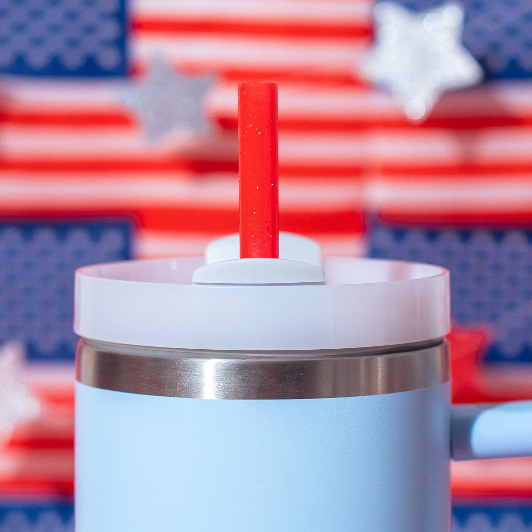 Red, White & Glitter 40oz Straws