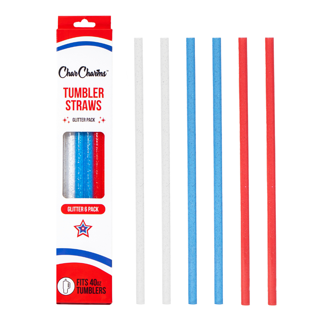 Red, White & Glitter 40oz Straws