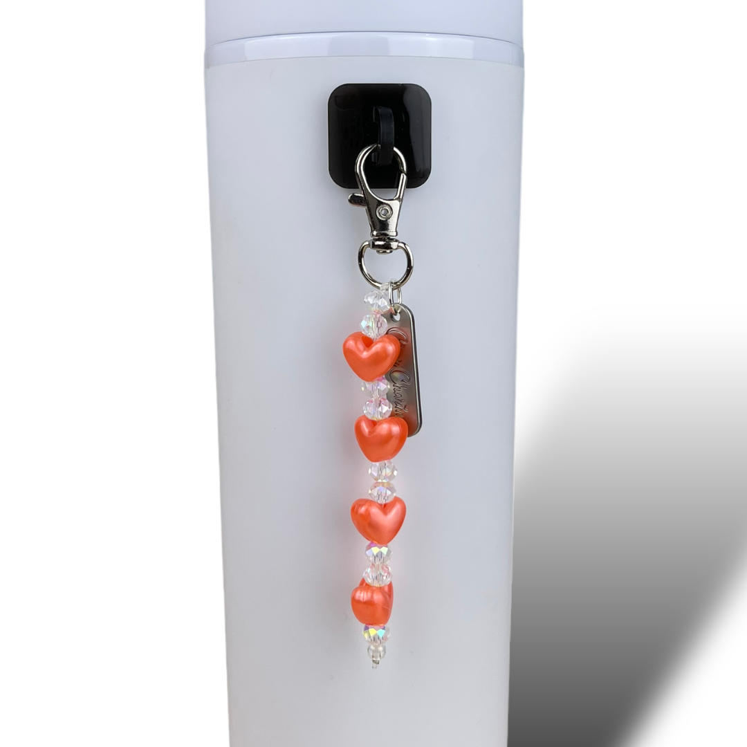 Orange Heart Bead Charm