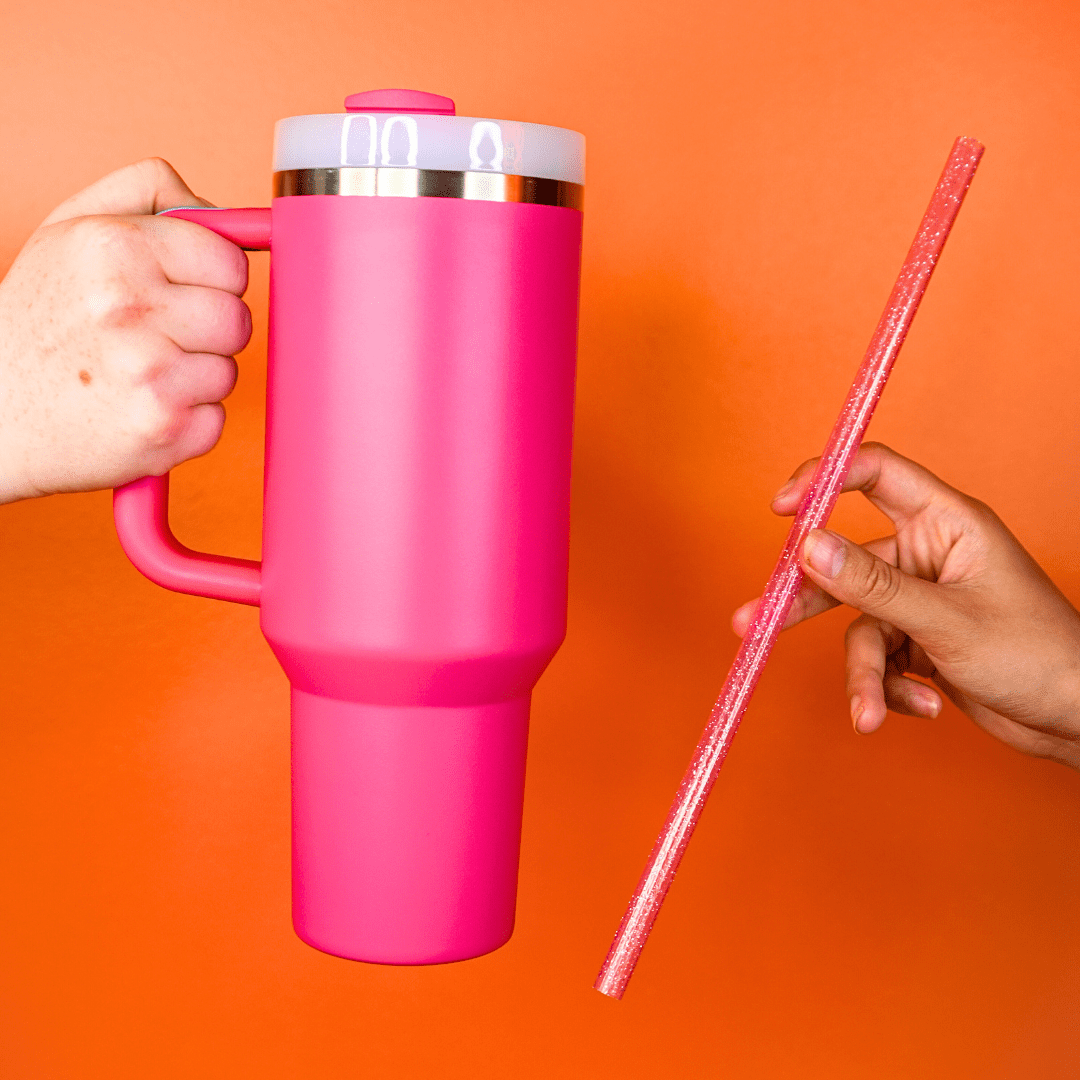 30oz Pink, Clear, Purple Glitter Tumbler Straws | | CharCharms Accessories
