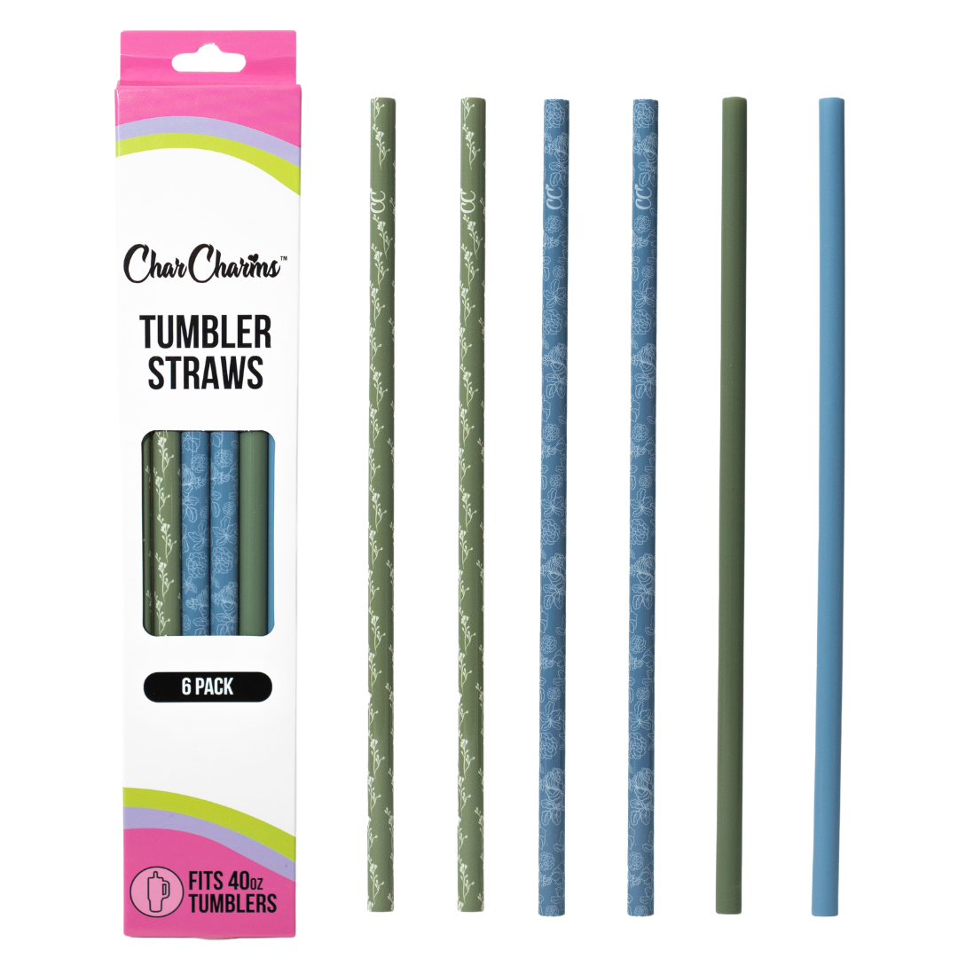 Spring Sage 40oz Tumbler Straws