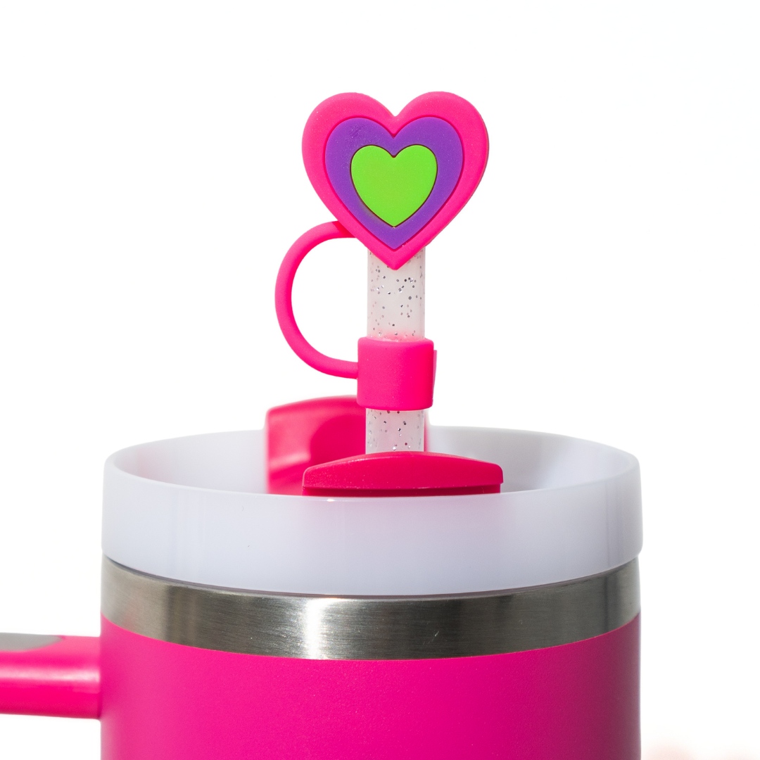 Neon Heart Straw Topper