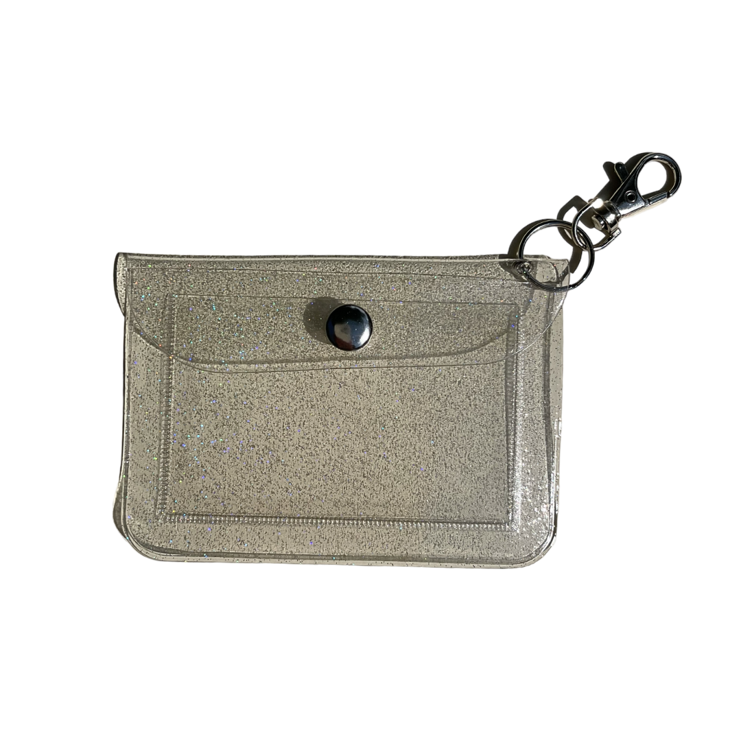 clear glitter wallet