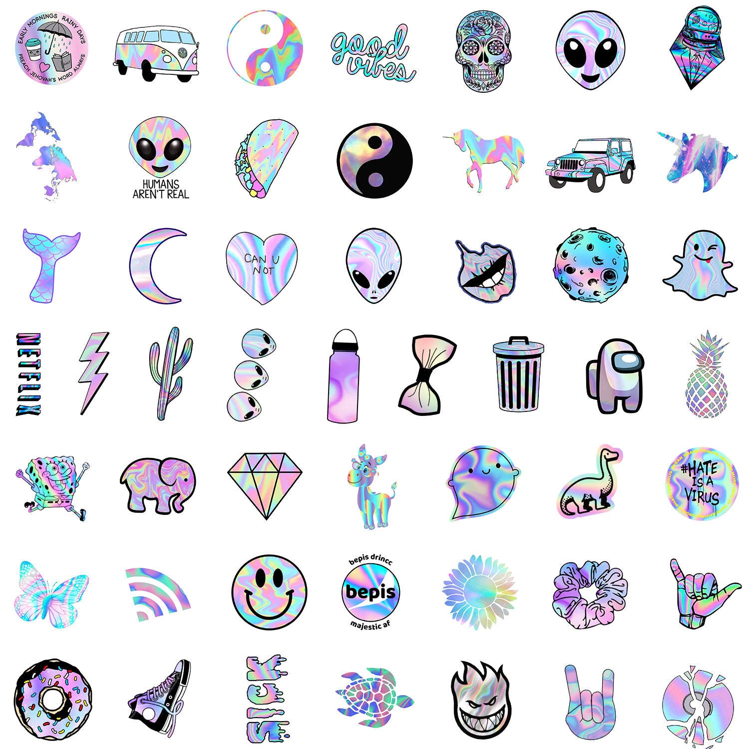 Silver Holographic Water Bottle Sticker 10-Pack