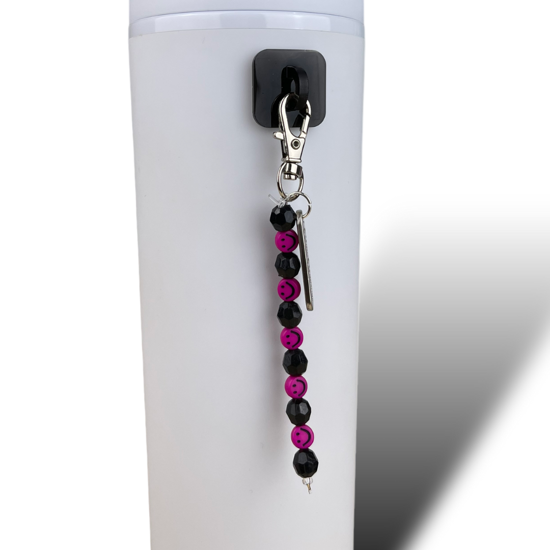 Pink/Black Smiley Bead Charm