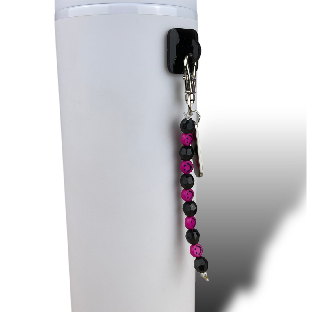 Pink/Black Smiley Bead Charm