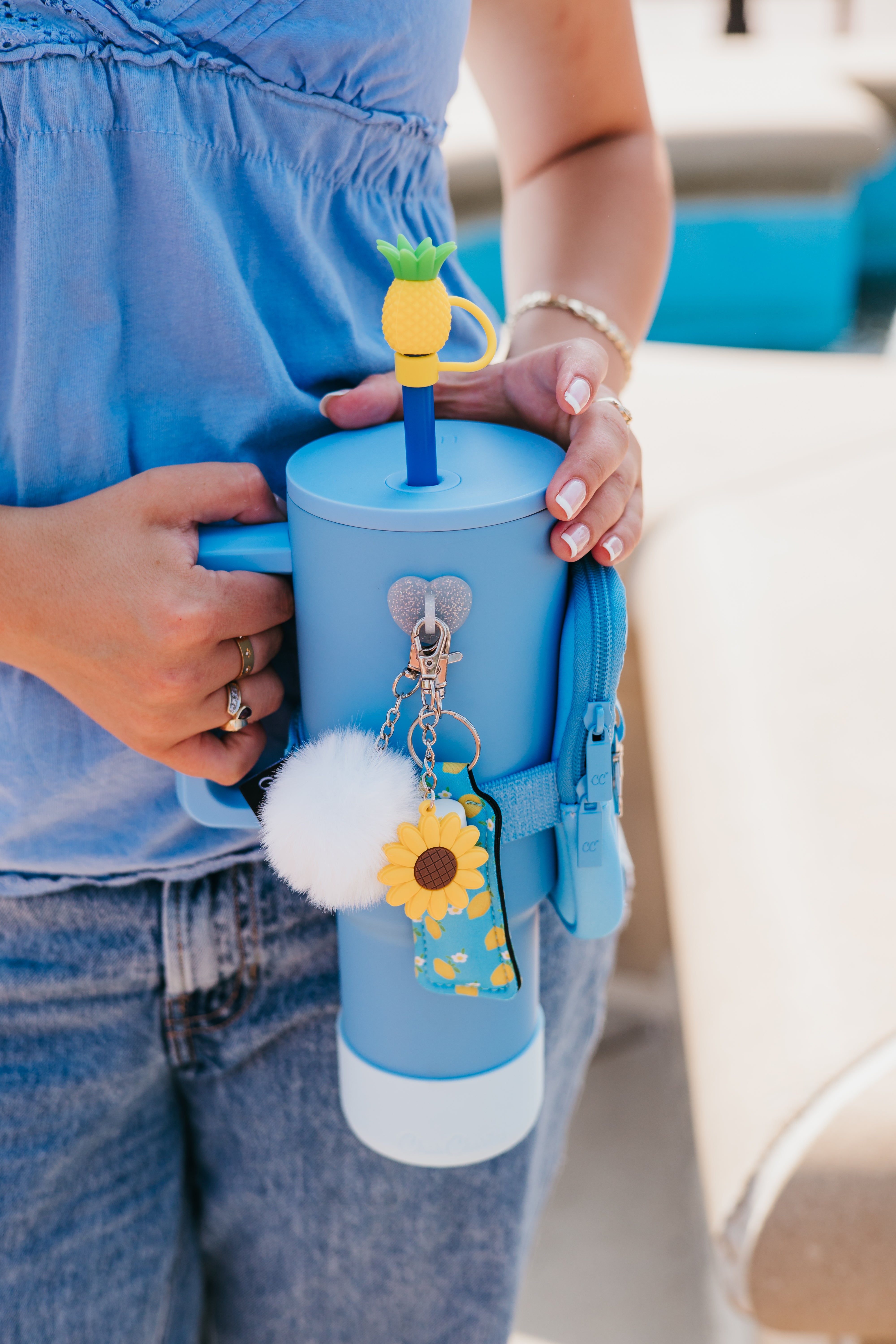 Light Blue Bottle Pouch