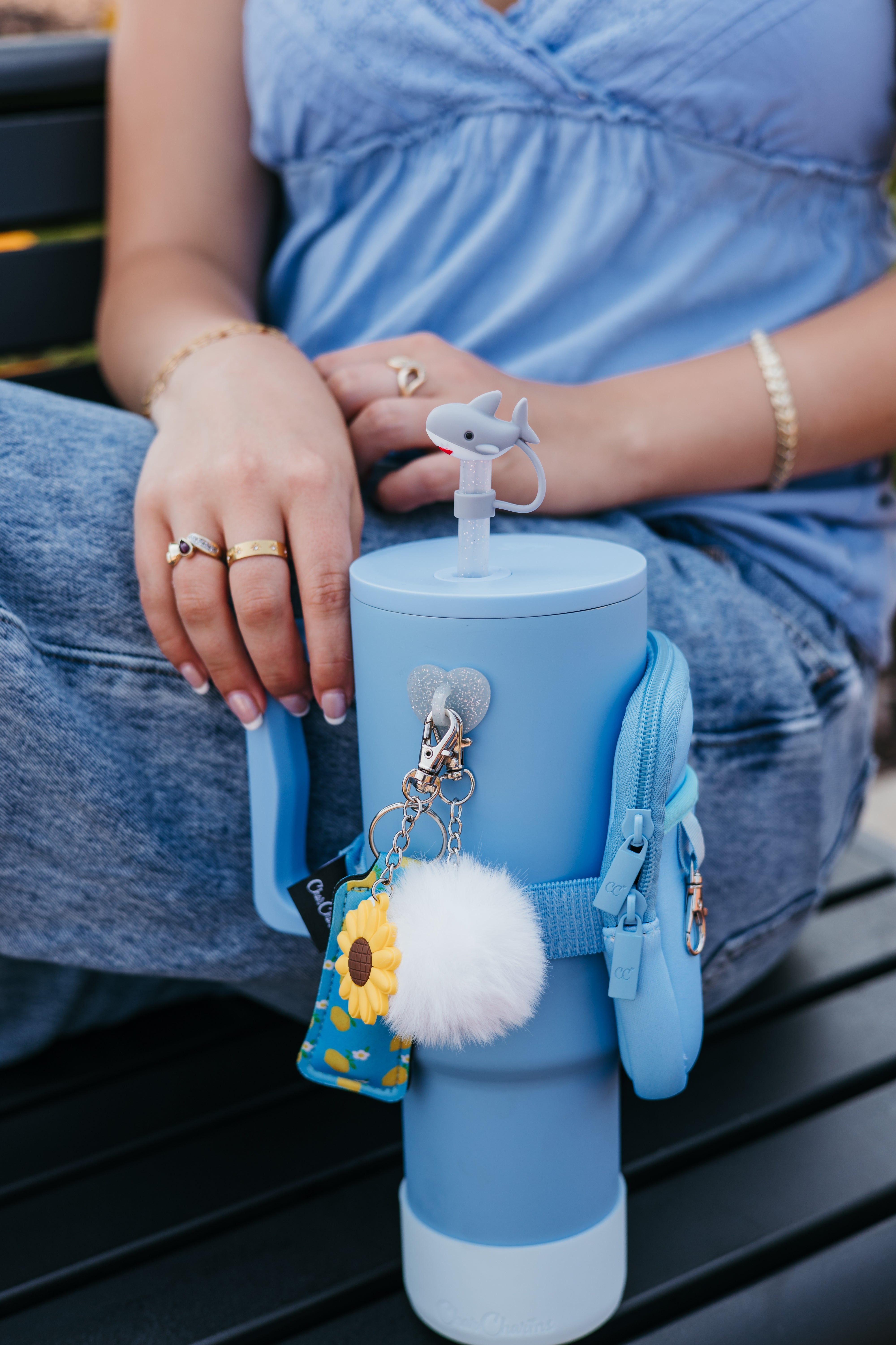 Light Blue Bottle Pouch