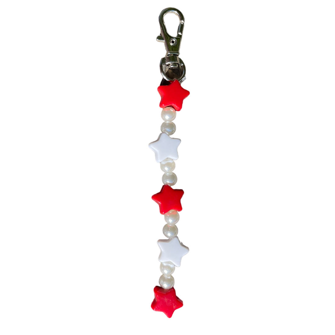 Red & White Star Bead Charm