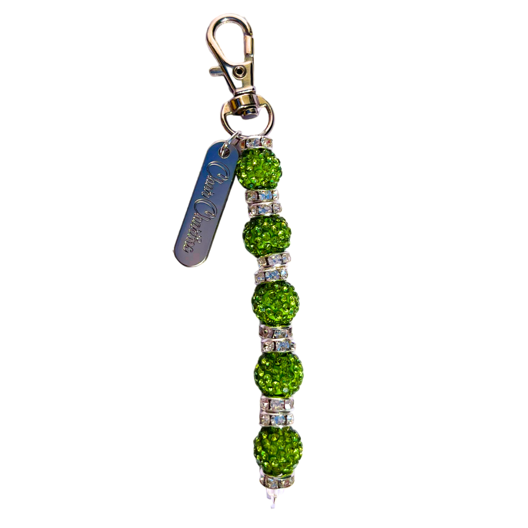 green bling bead charm