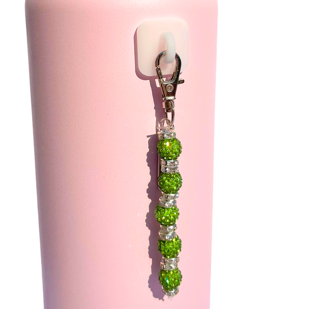 green bling bead charm