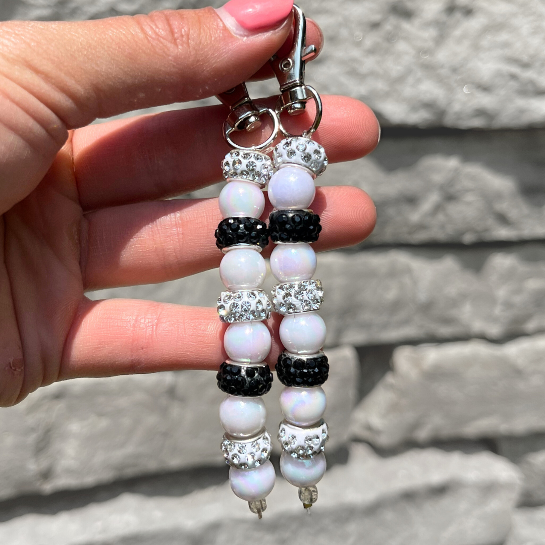 White Black Bling Bead Charm