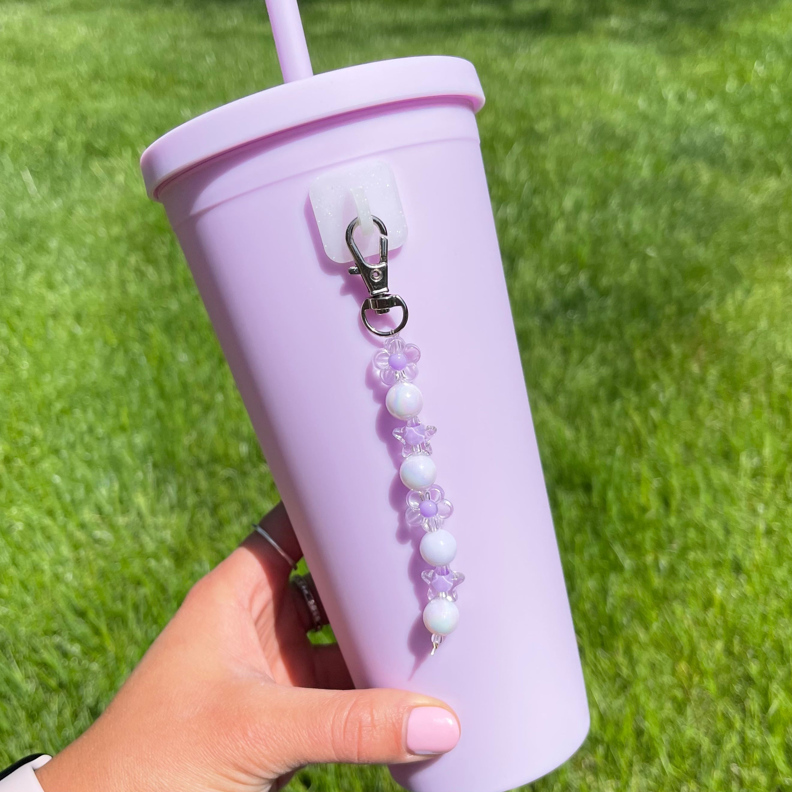 Purple Jelly Bead Charm Water Bottle