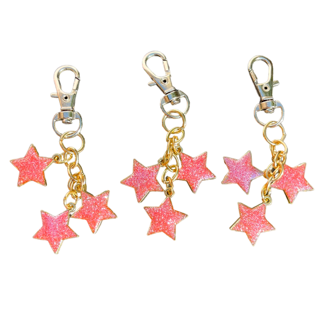 glitter pink star charm