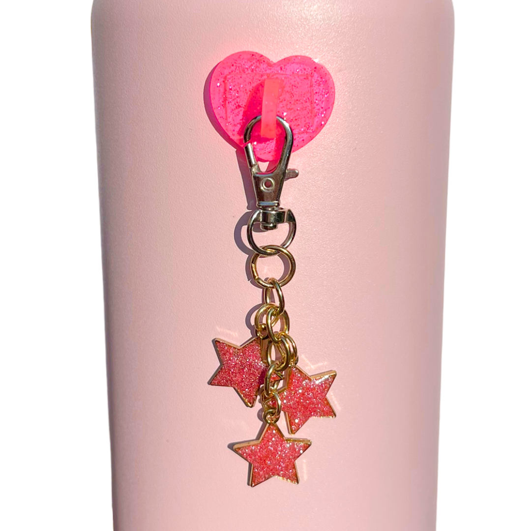 glitter pink star charm