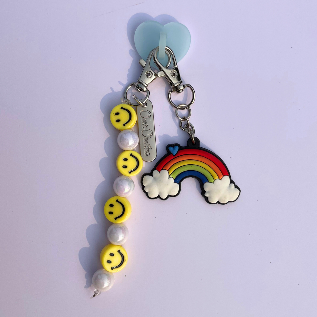 Rainbow Smiley Phone Charms