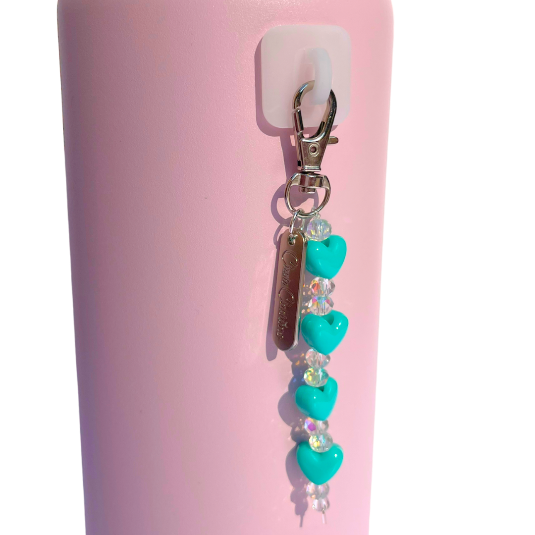 teal heart bead charm