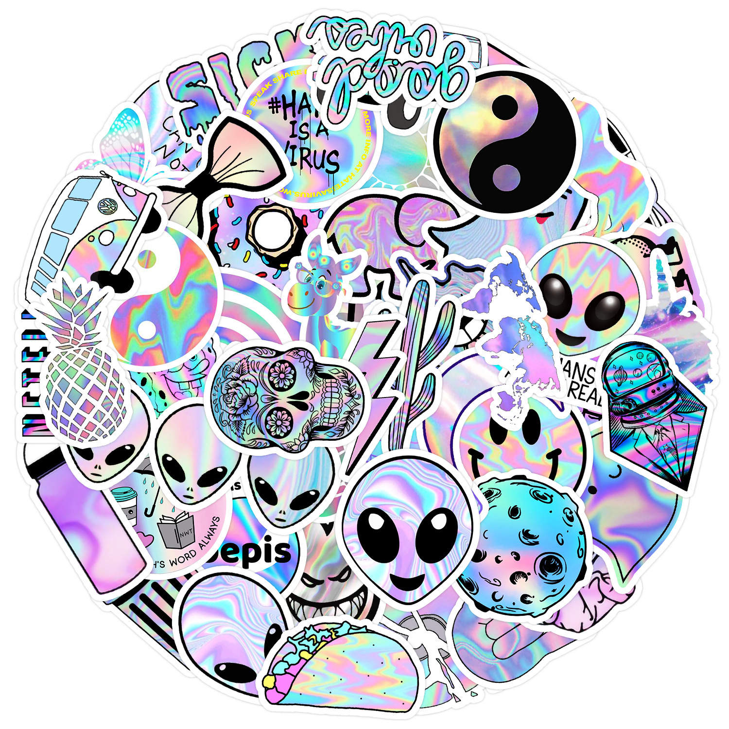 Silver Holographic Water Bottle Sticker 10-Pack