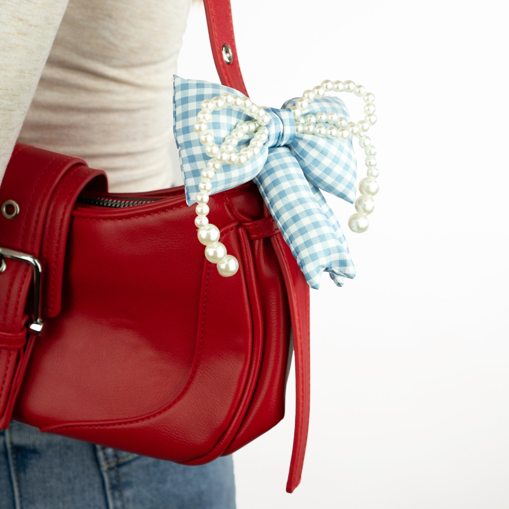 Blue Checkered Bow Bag Charm | | CharCharms Accessories