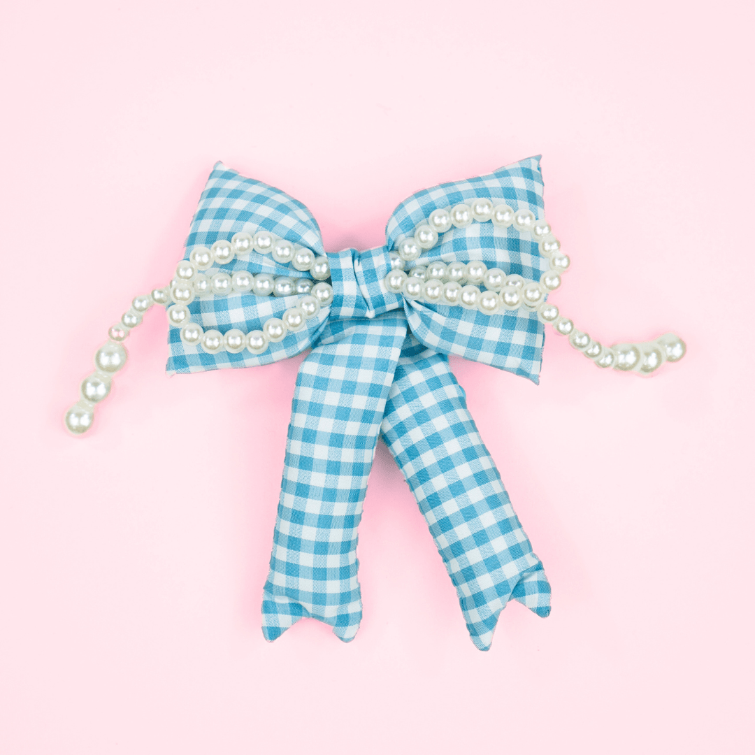 Blue Checkered Bow Bag Charm | | CharCharms Accessories