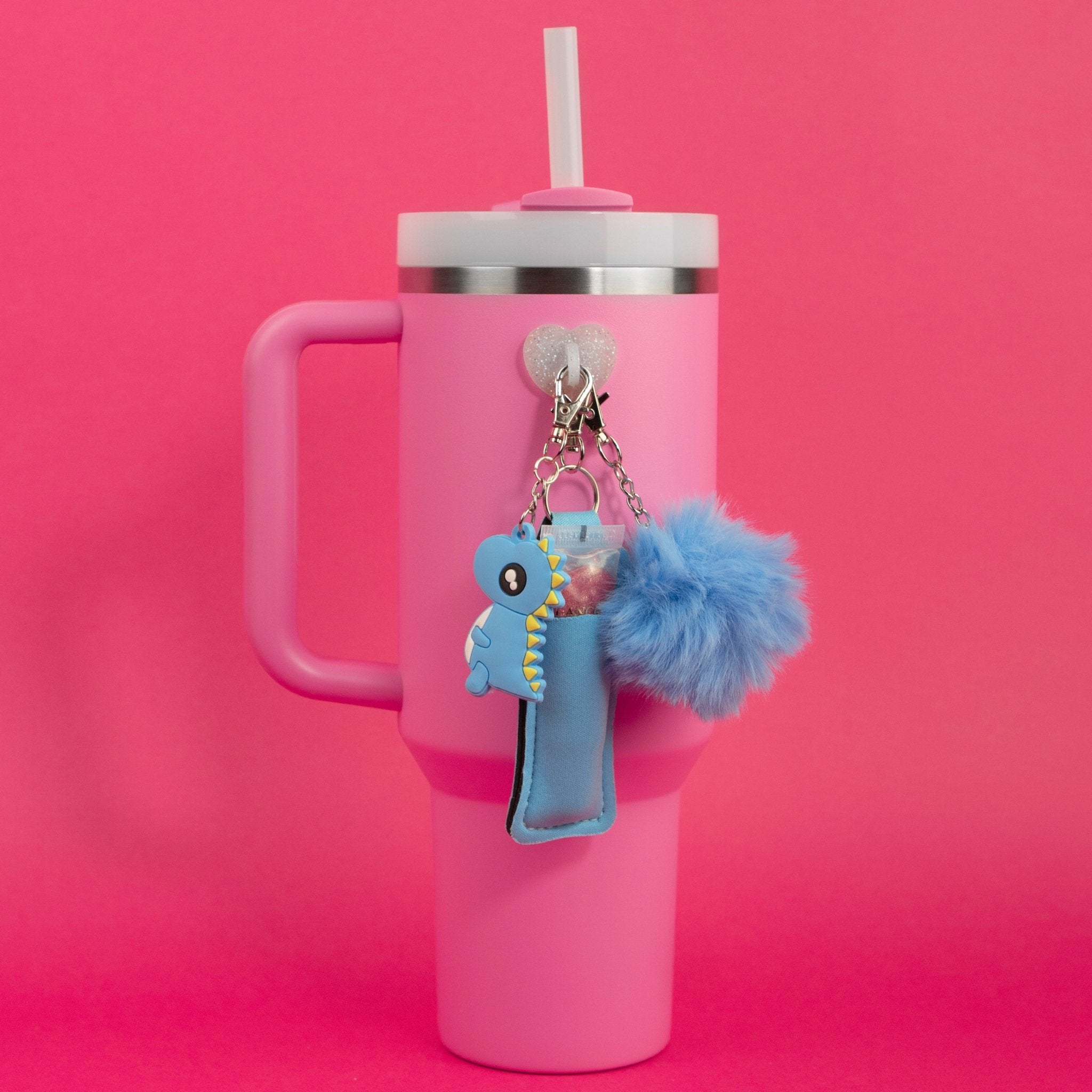 Blue dino charm for kids tumbler set