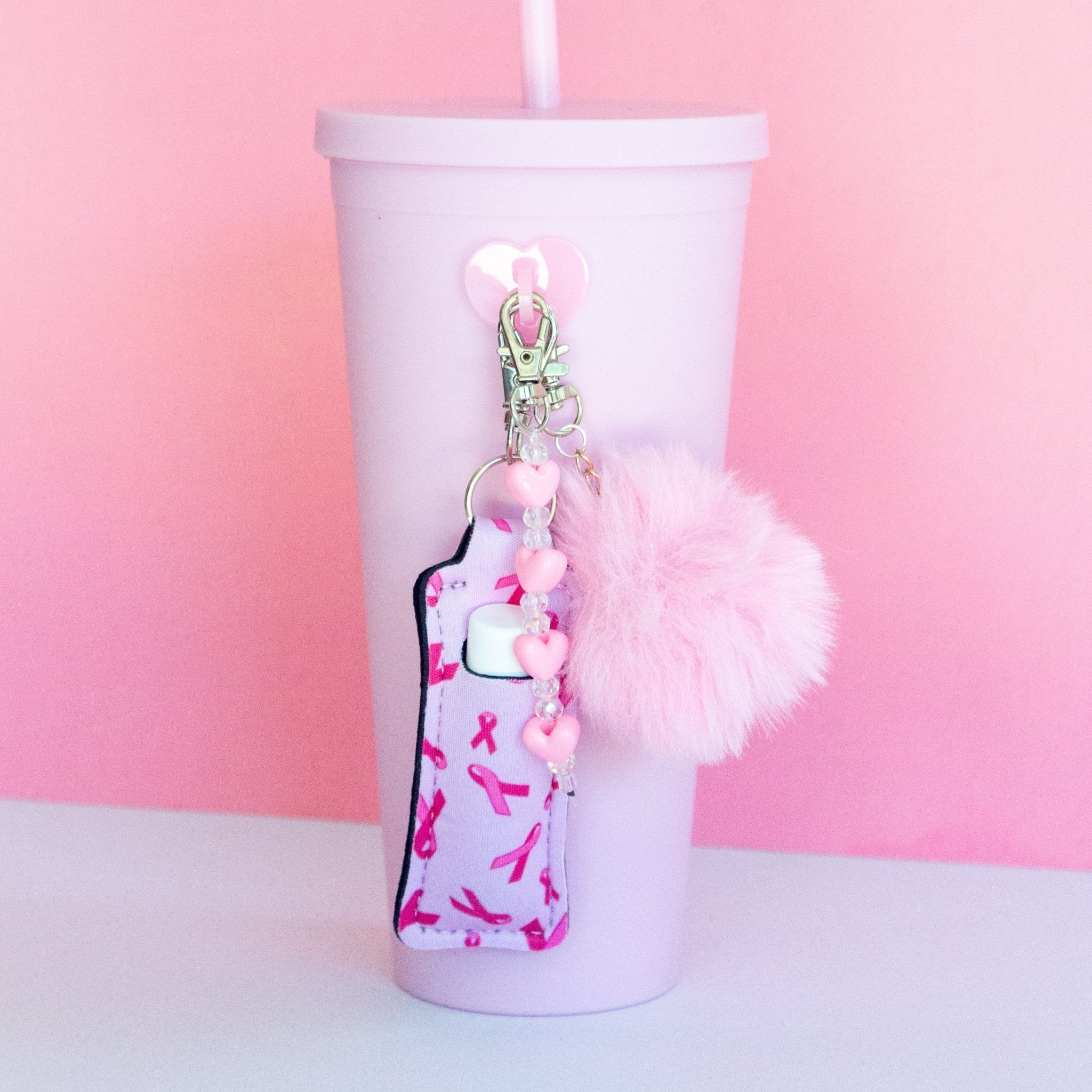 Breast Cancer Ribbon Chapstick Holder | Chapstick Holder | CharCharms Accessories