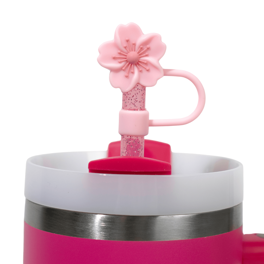 Cherry Blossom 4 - Pack Straw Toppers | | CharCharms Accessories