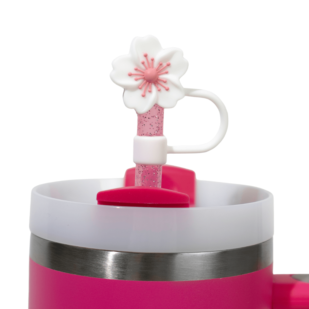 Cherry Blossom 4 - Pack Straw Toppers | | CharCharms Accessories