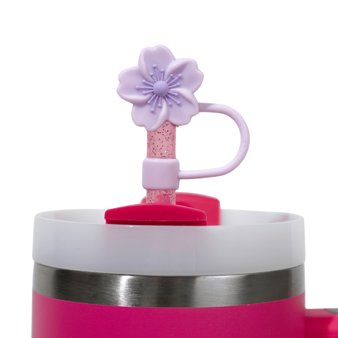 Cherry Blossom 4 - Pack Straw Toppers | | CharCharms Accessories