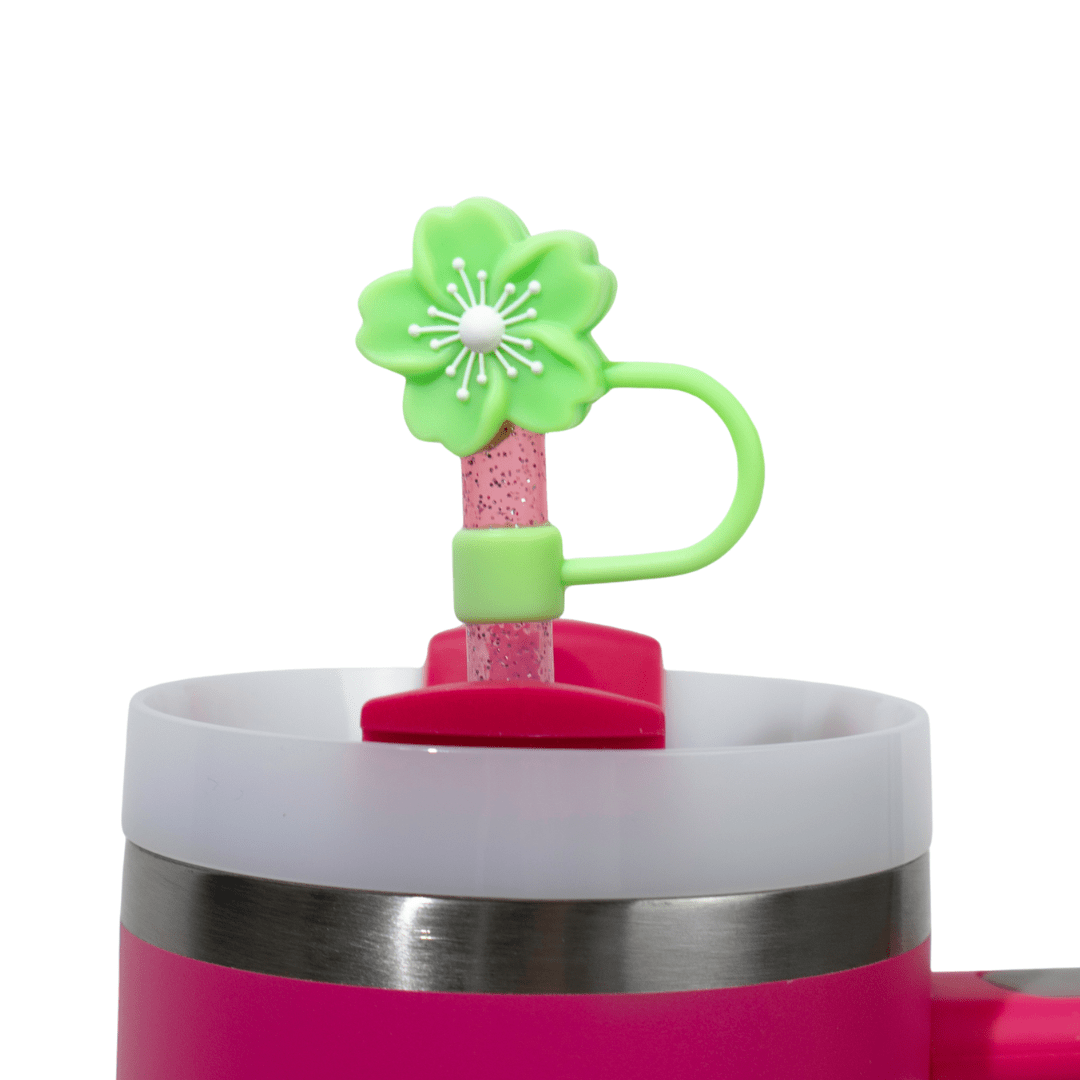 Cherry Blossom 4 - Pack Straw Toppers | | CharCharms Accessories