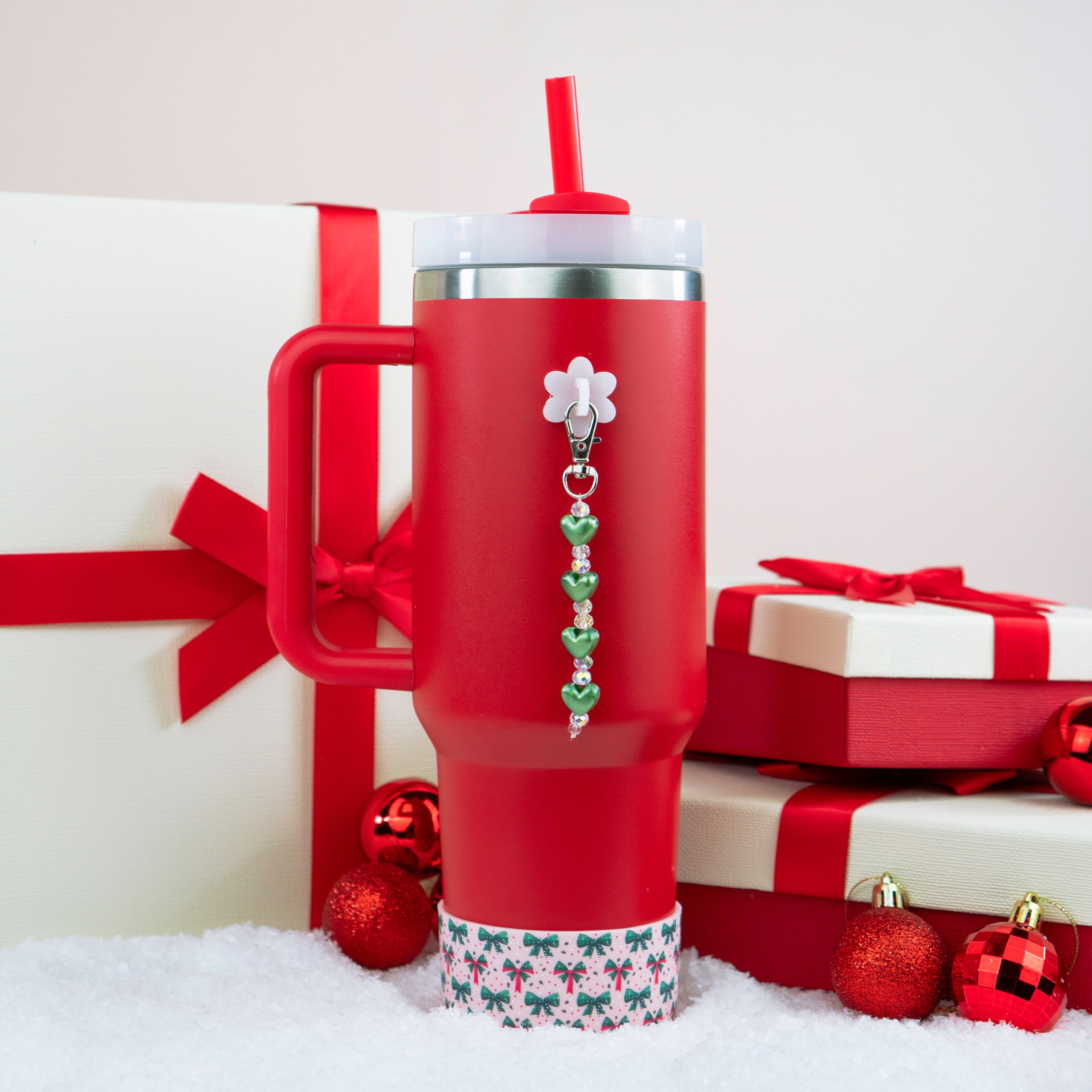 Metallic Green Heart Bead Charm