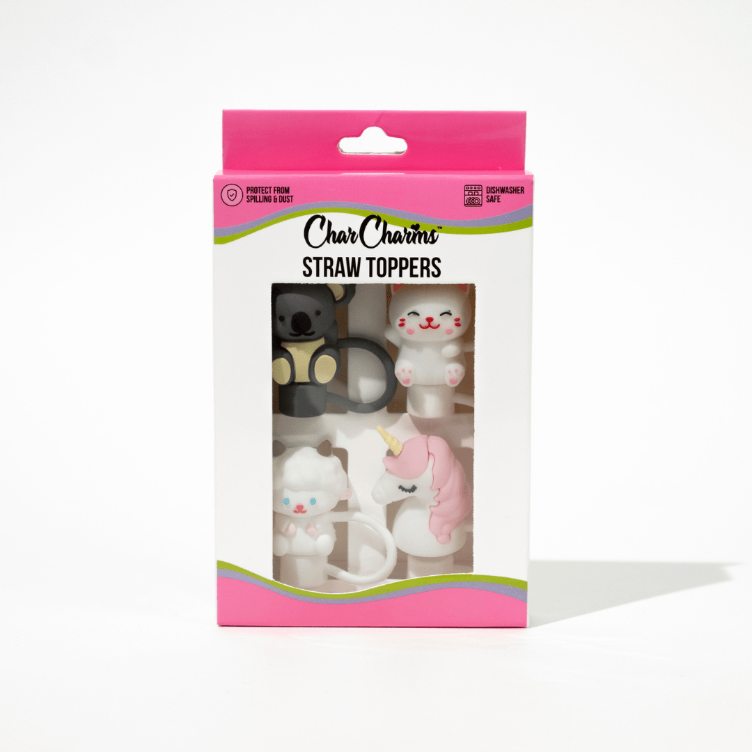 Cuddly Critters 4 - Pack Straw Toppers | | CharCharms Accessories
