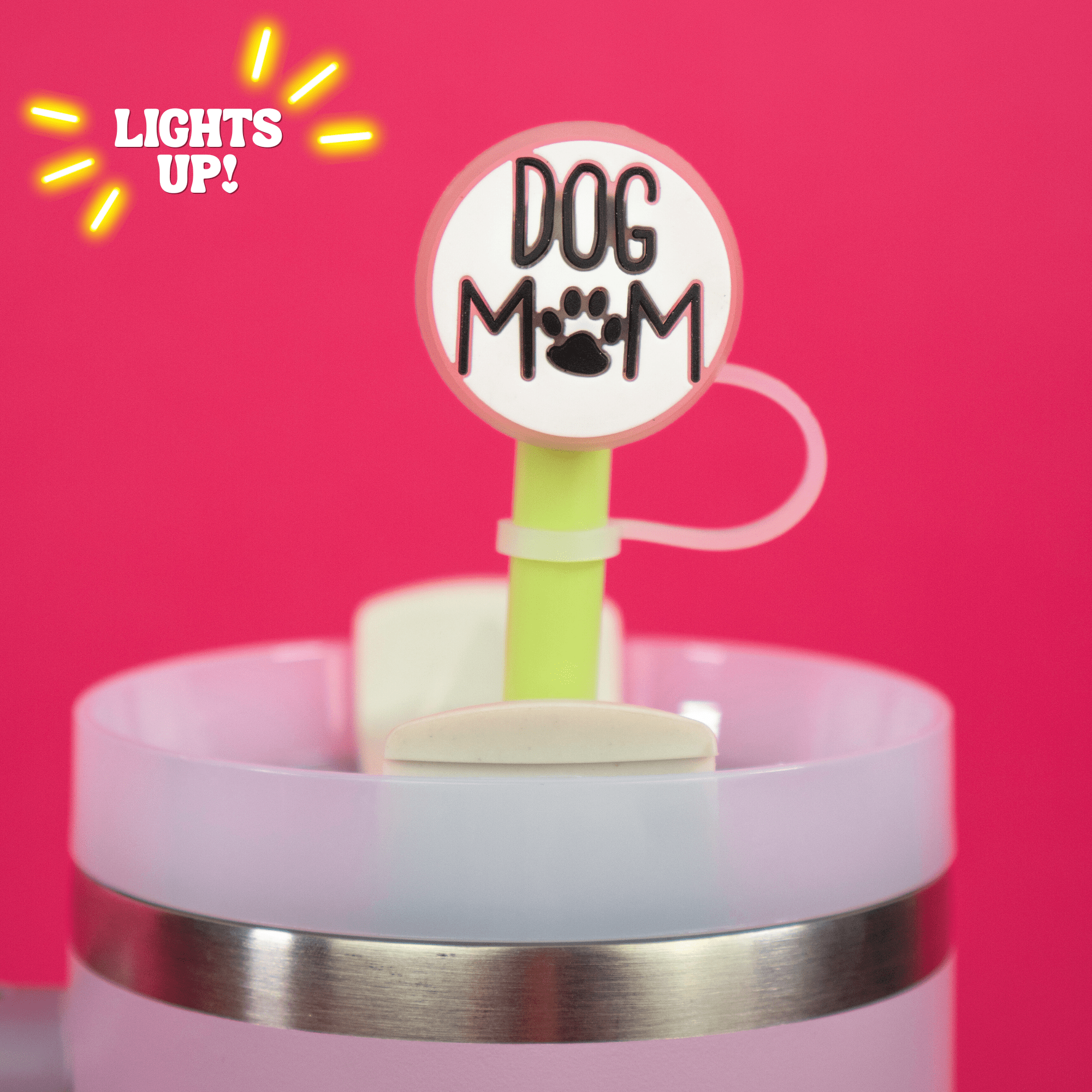 Dog Mom Straw Topper (Lighted) | | CharCharms Accessories