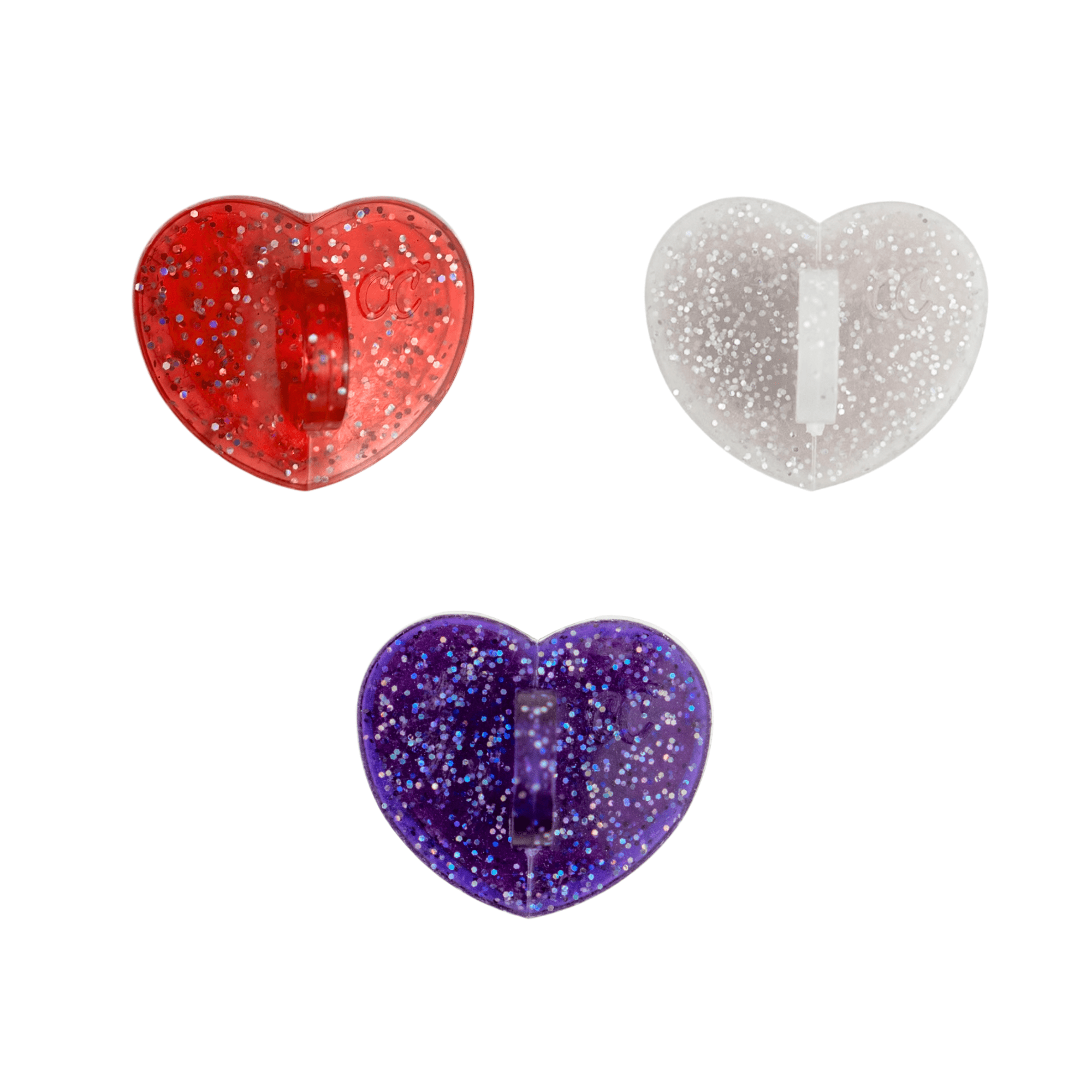 Glitter Variety 3 Pack - Heart Stick - On Hooks | | CharCharms Accessories