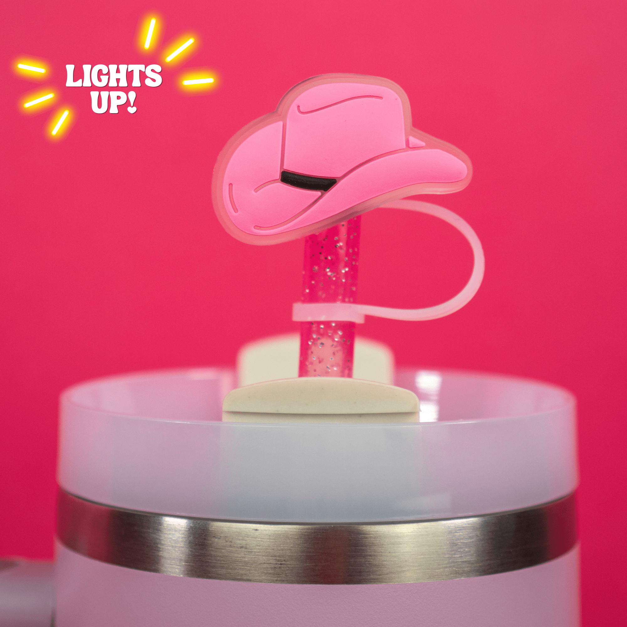 Neon Cowgirl Straw Topper (Lighted) | | CharCharms Accessories