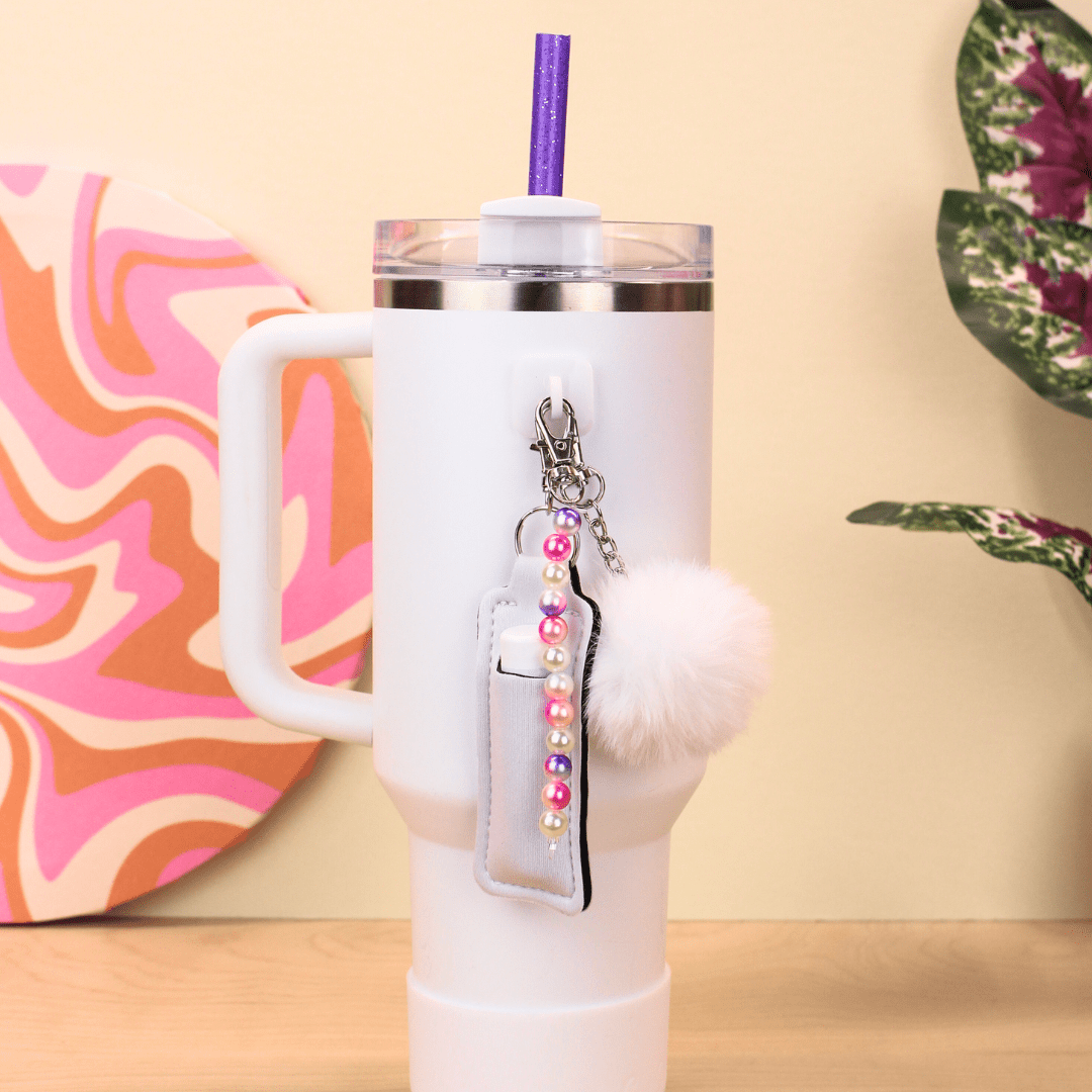 Pearl bead and white chapstick holder bundle