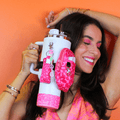Pink Flower Bottle Boot
