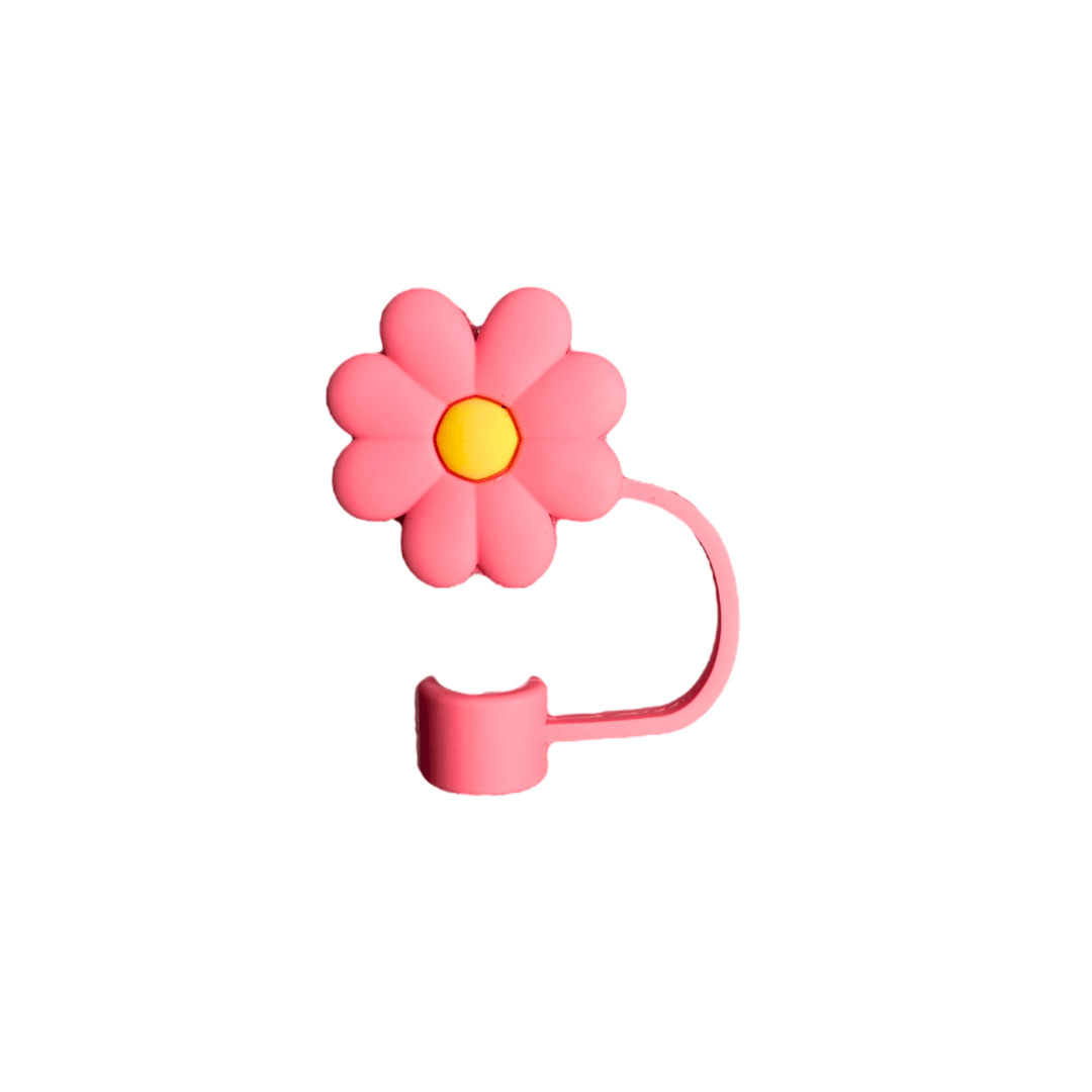 Pink Flower Straw Topper | | CharCharms Accessories
