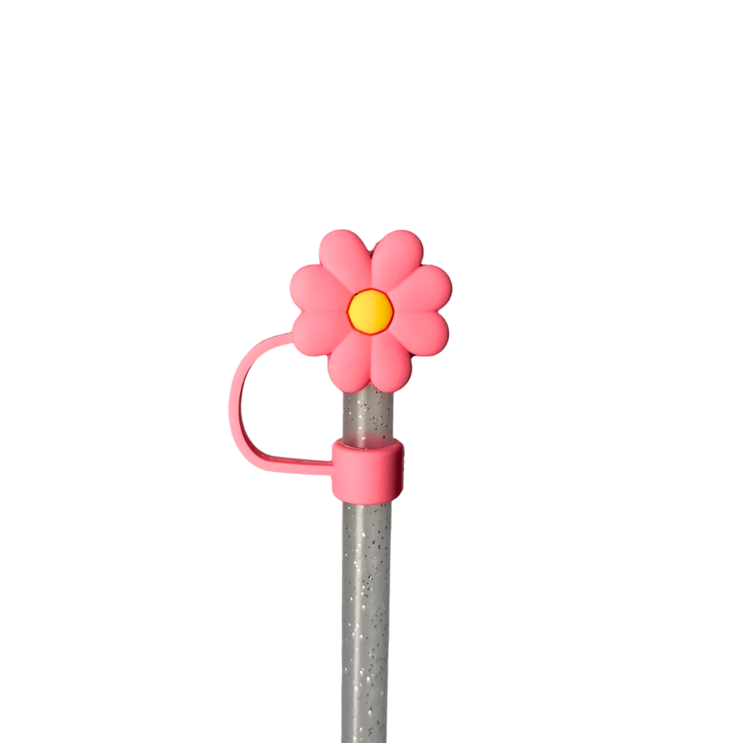 Pink Flower Straw Topper | | CharCharms Accessories