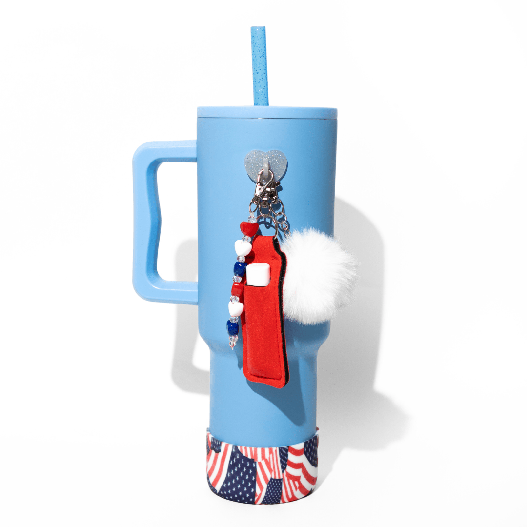 Red, white & blue heart charm set