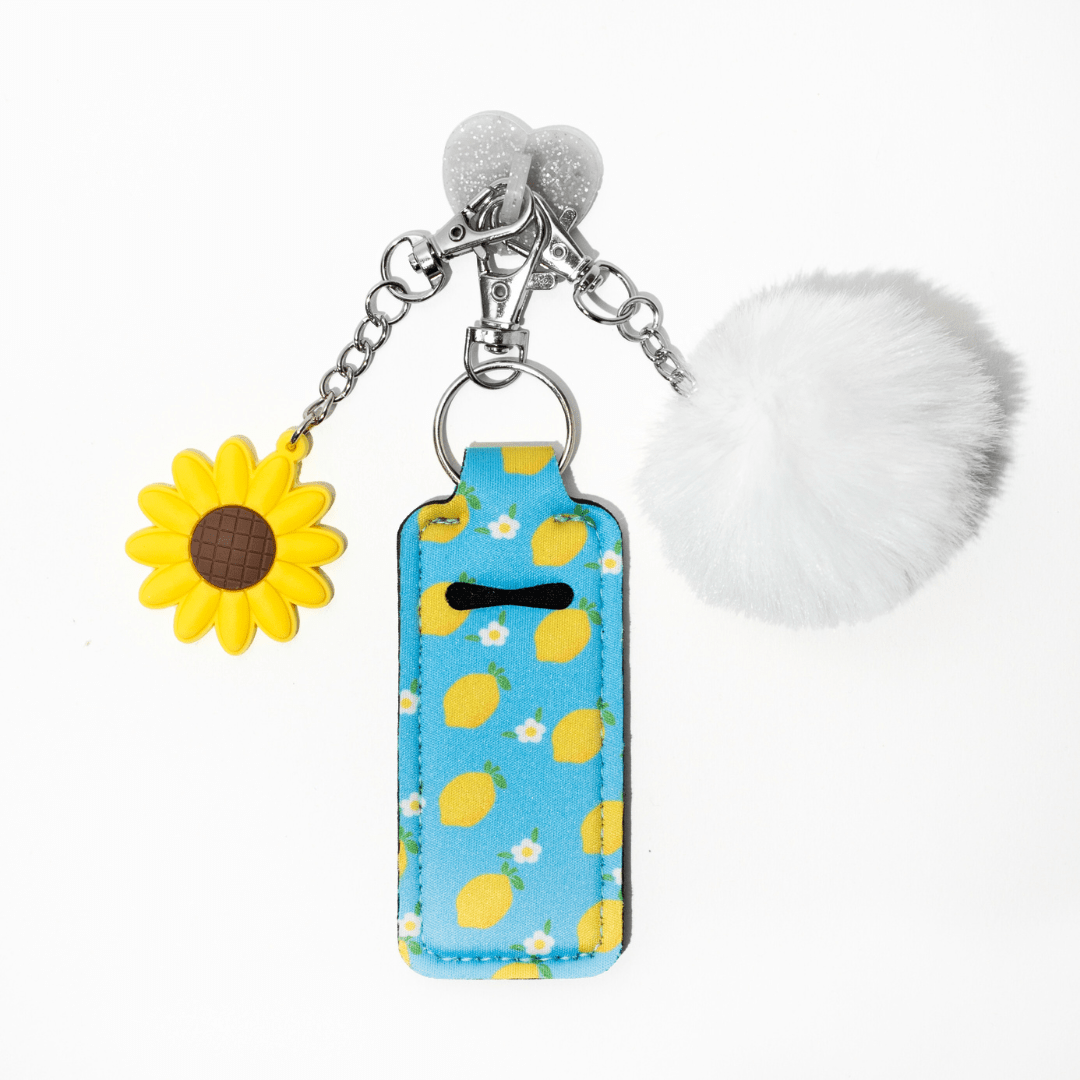 White pom-pom and heart hook charm set