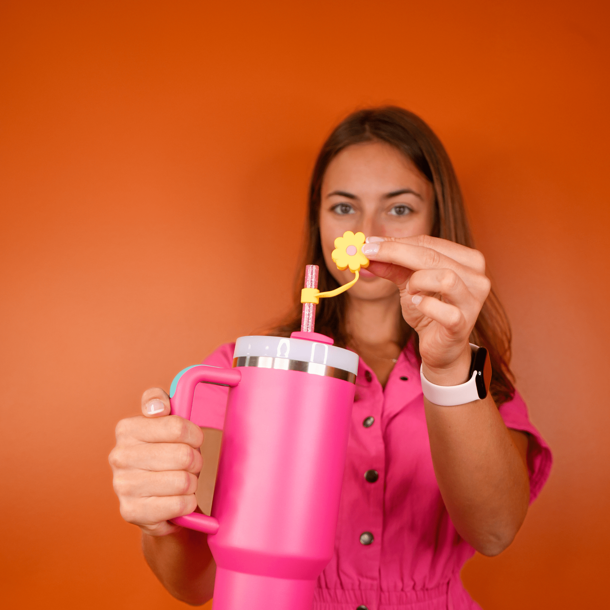 Yellow Flower Straw Topper | | CharCharms Accessories
