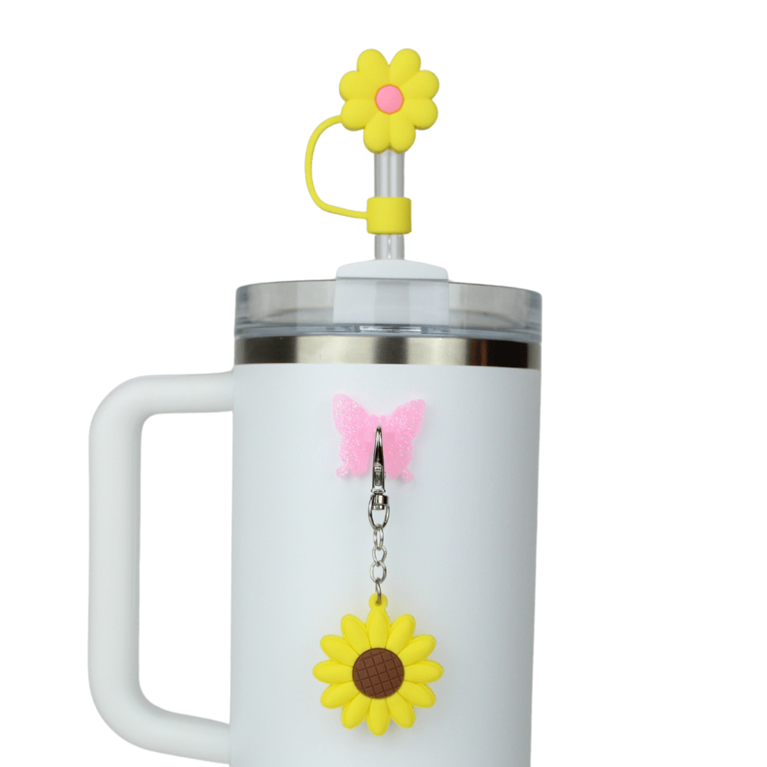 Yellow Flower Straw Topper | | CharCharms Accessories