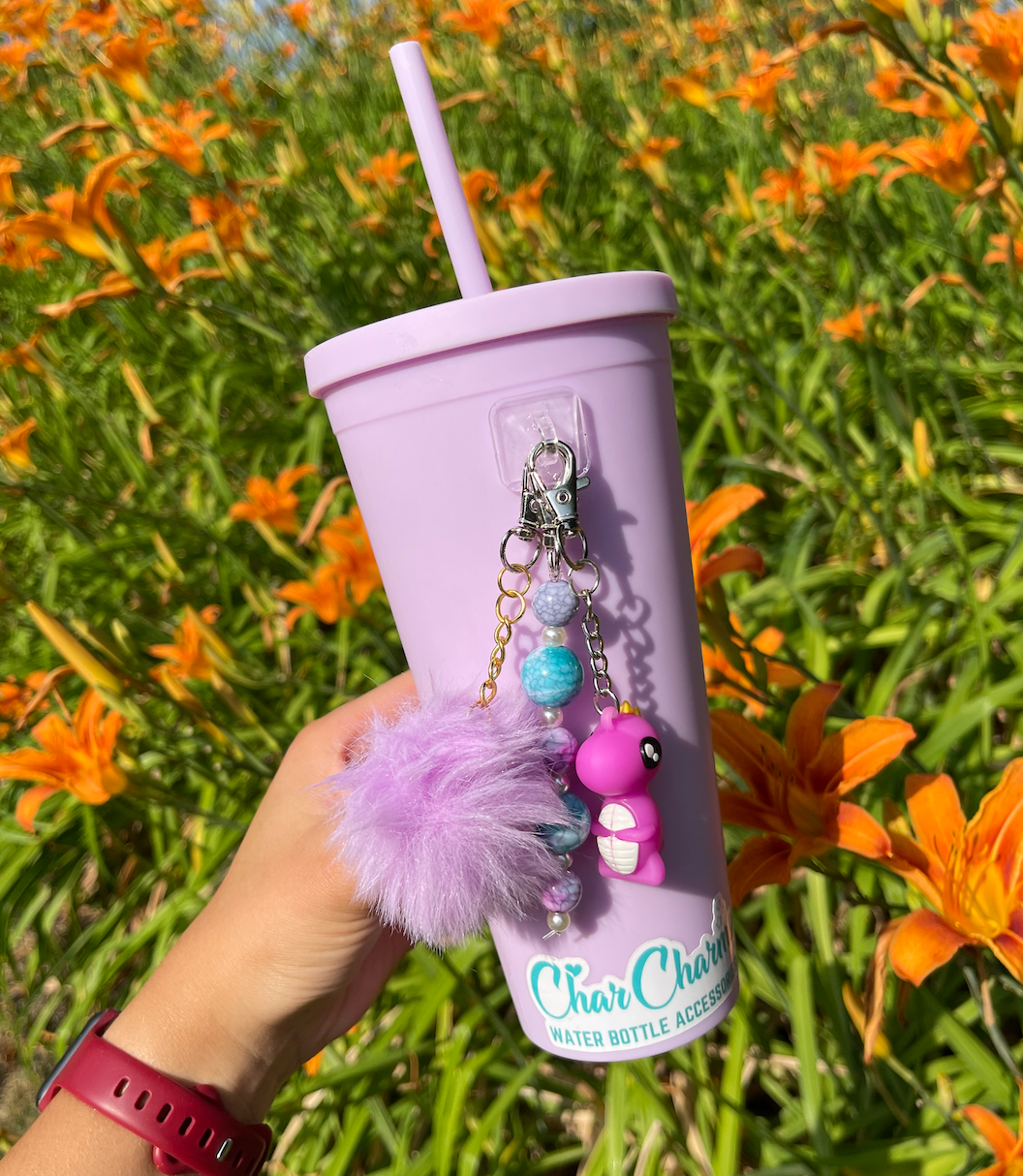 Lavender PomPom Water Bottle Charm Accessories